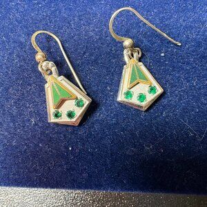 Stunning Art Deco cTo Tanner Co. 10K and Emerald Earrings